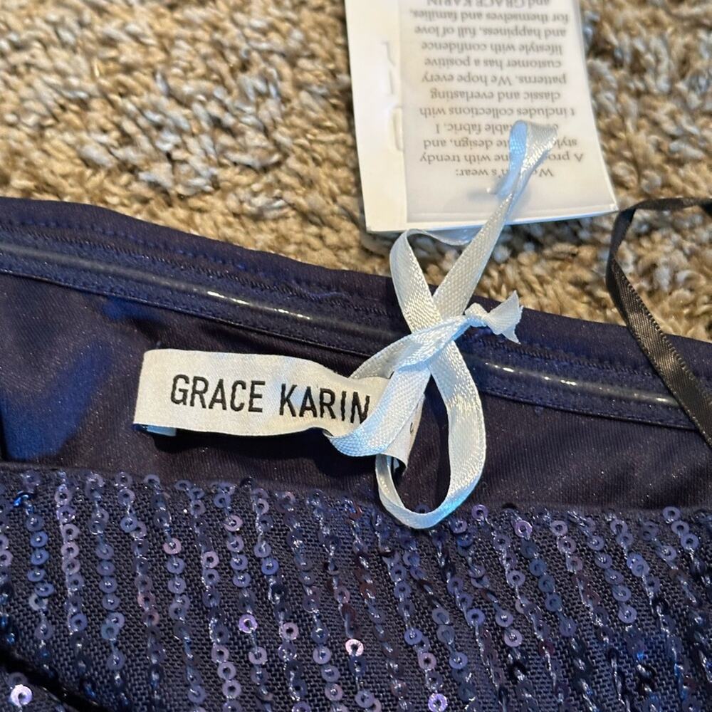 Grace Karin Blue Sequin One Shoulder Cocktail Dress Women’s Small NWT - Picture 5 of 8